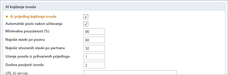Parametri — AI knjiženje izvoda